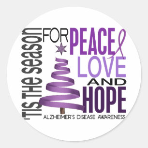 Peace Love Hope Christmas Alzheimer's Disease Classic Round Sticker
