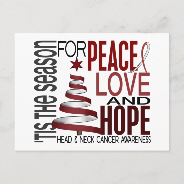 Peace Love Hope Christmas Head And Neck Cancer Holiday Postcard (Front)