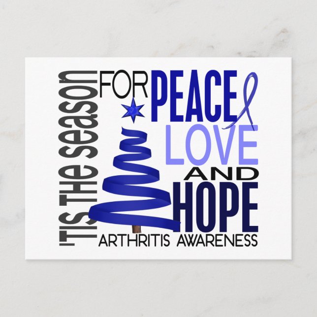 Peace Love Hope Christmas Holiday Arthritis Postcard (Front)