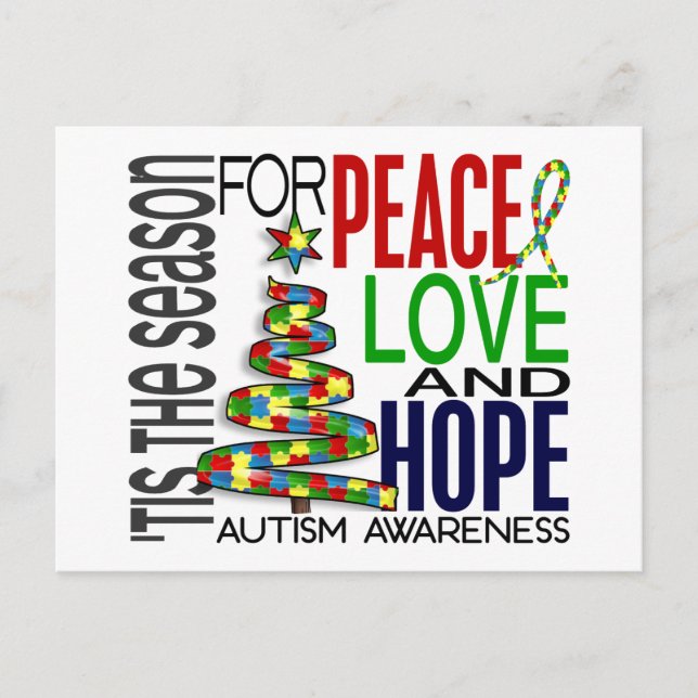 Peace Love Hope Christmas Holiday Autism (Front)