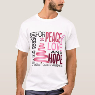 Peace Love Hope Christmas Holiday Breast Cancer T-Shirt