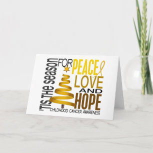 Peace Love Hope Christmas Holiday Childhood Cancer Card