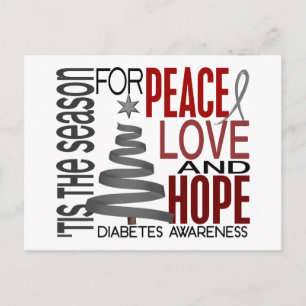 Peace Love Hope Christmas Holiday Diabetes Postcard
