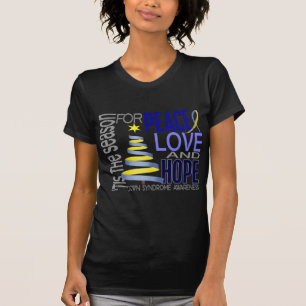 Peace Love Hope Christmas Holiday Down Syndrome T-Shirt