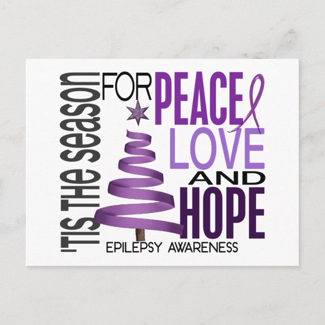 Peace Love Hope Christmas Holiday Epilepsy Postcard (Front)