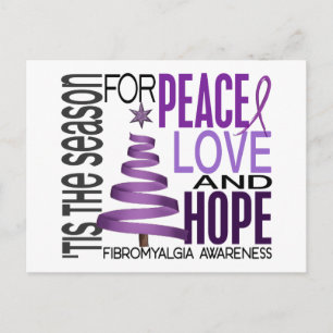 Peace Love Hope Christmas Holiday Fibromyalgia Postcard