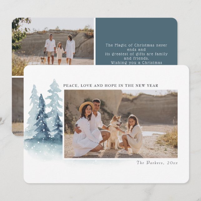 Peace Love Hope | Christmas Holiday Photo Card (Front/Back)