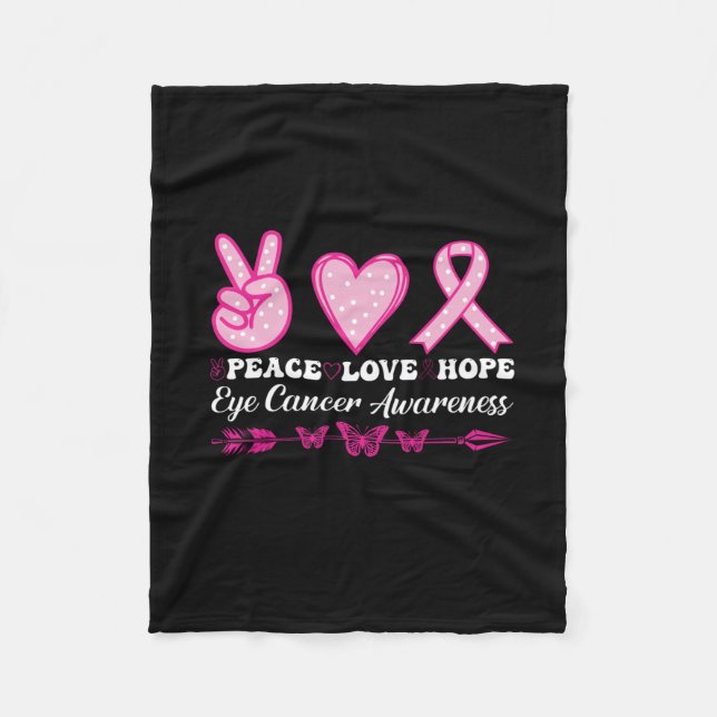 peace love hope eye breast cancer awareness fleece blanket (Front)