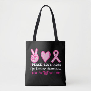 peace love hope eye breast cancer awareness tote bag