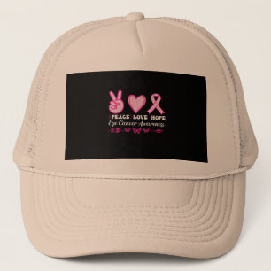 peace love hope eye breast cancer awareness trucker hat