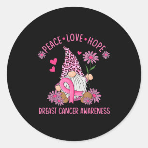 Peace Love Hope Gnome Leopard Breast Cancer Awaren Classic Round Sticker