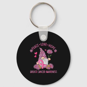Peace Love Hope Gnome Leopard Breast Cancer Awaren Key Ring