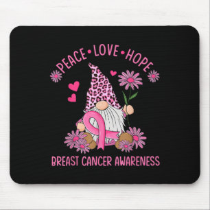 Peace Love Hope Gnome Leopard Breast Cancer Awaren Mouse Mat