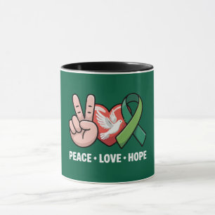 Peace Love Hope - Green Ribbon Awareness & Suppor Mug