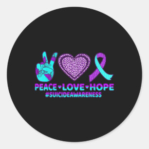 Peace Love Hope Happy Suicide Prevention Awareness Classic Round Sticker