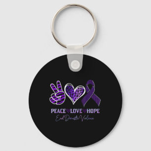 Peace Love Hope Leopard End Domestic Violence Awar Key Ring