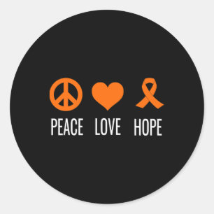 Peace Love Hope Leukaemia Awareness Classic Round Sticker