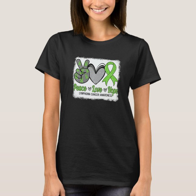 Peace Love Hope Lymphoma Awareness Month Warrior W T-Shirt (Front)