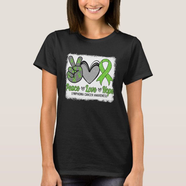 Peace Love Hope Lymphoma Awareness Month Warrior W T-Shirt (Front)