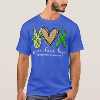 Peace Love Hope Mental Health Awareness Shirt Gree