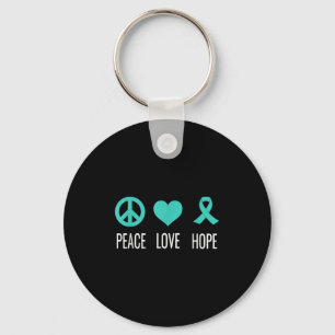 Peace Love Hope Ovarian Cancer Awareness Key Ring
