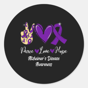 Peace Love Hope Purple Ribbon Alzheimer Disease Aw Classic Round Sticker