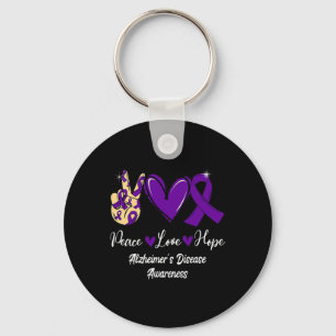 Peace Love Hope Purple Ribbon Alzheimer Disease Aw Key Ring