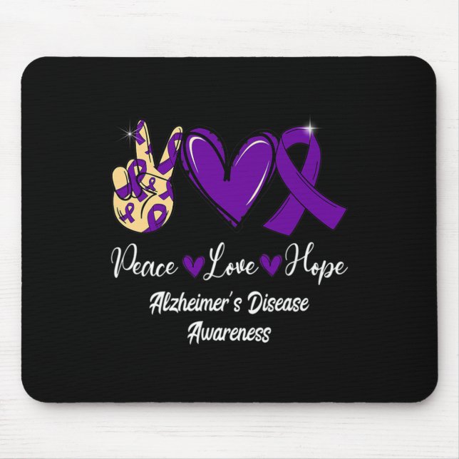 Peace Love Hope Purple Ribbon Alzheimer Disease Aw Mouse Mat (Front)