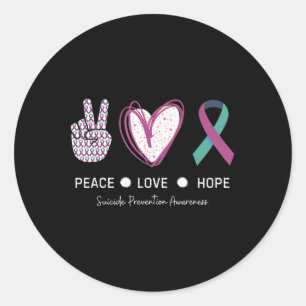 Peace Love Hope Suicide Prevention 2024  Classic Round Sticker