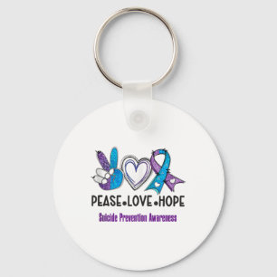 Peace Love Hope Suicide Prevention Awareness Heart Key Ring