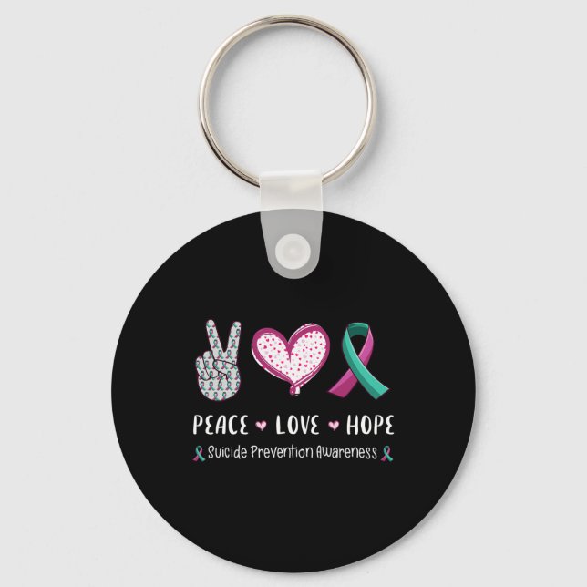 Peace Love hope suicide prevention awareness men w Key Ring (Front)