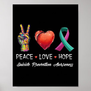 Peace Love Hope Suicide Prevention Awareness Men W Poster
