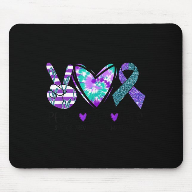 Peace Love Hope Suicide Prevention Awareness Tie-d Mouse Mat (Front)