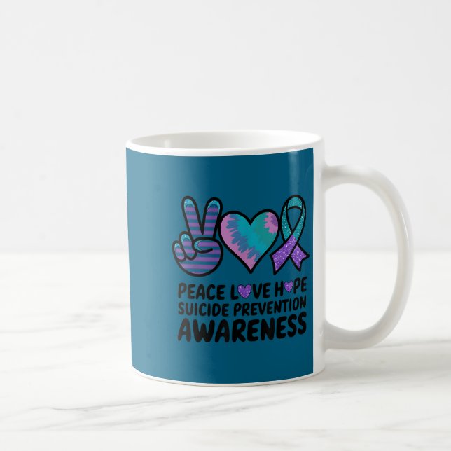 Peace Love Hope Suicide Prevention Tie Dye Awarene Coffee Mug (Right)