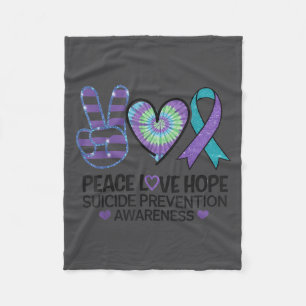 Peace Love Hope Suicide Prevention Tie Dye Awarene Fleece Blanket