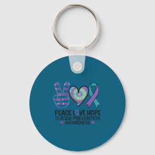 Peace Love Hope Suicide Prevention Tie Dye Awarene Key Ring