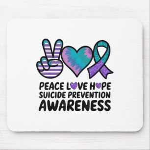 Peace Love Hope Suicide Prevention Tie Dye Awarene Mouse Mat