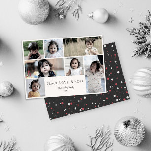Peace Love Hope White Photo Christmas Holiday Card