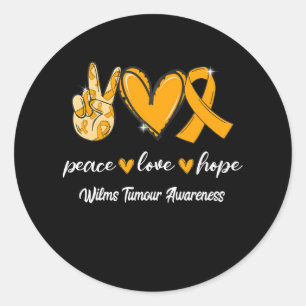 Peace Love Hope Wilms Tumour Ribbon Awareness Classic Round Sticker