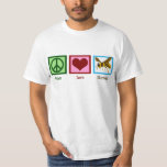 Peace Love Hornets T-Shirt<br><div class="desc">A peace sign, a heart and a hornet.</div>