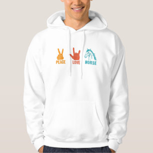 Peace Love Horse Vintage Horse Gift For Hors Hoodie