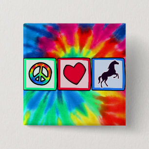 Peace, Love, Horses 15 Cm Square Badge