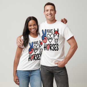 Peace Love Horses America Tee