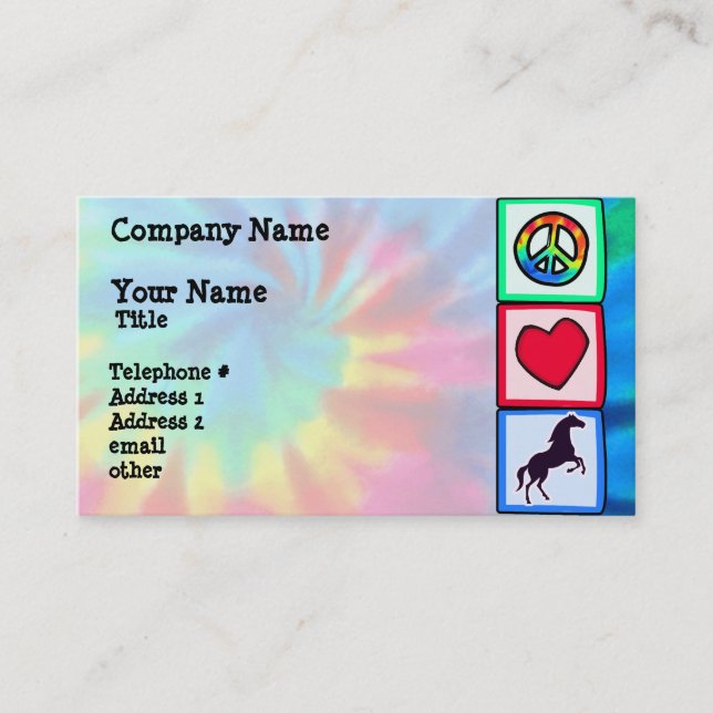 Peace, Love, Horses Business Card (Front)