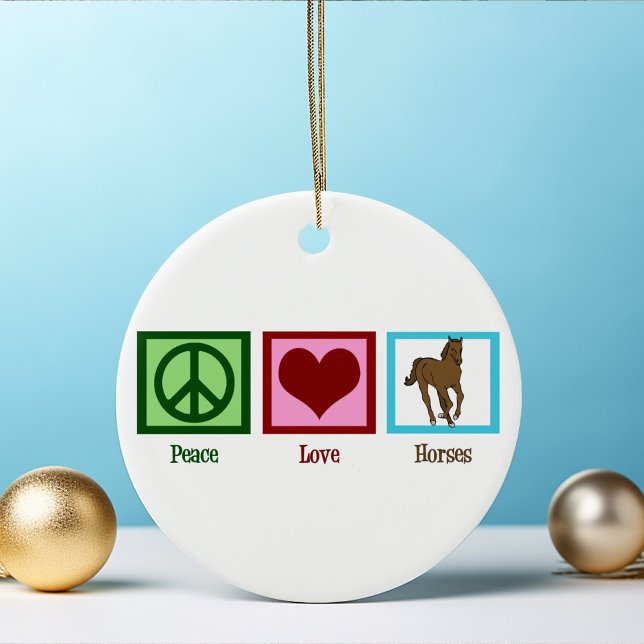 Peace Love Horses Ceramic Tree Decoration (Creator Uploaded)