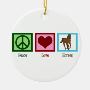 Peace Love Horses Ceramic Tree Decoration
