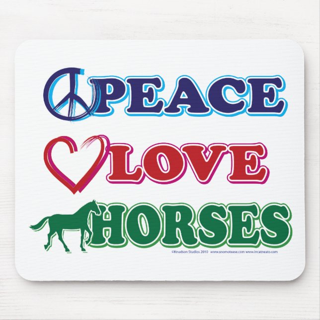 Peace-Love-Horses Mouse Mat (Front)