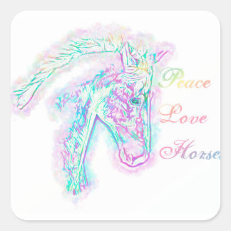 Peace Love Horses Square Sticker