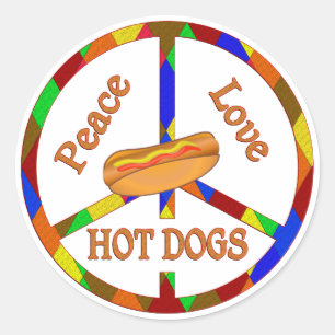 Peace Love Hot Dogs Classic Round Sticker
