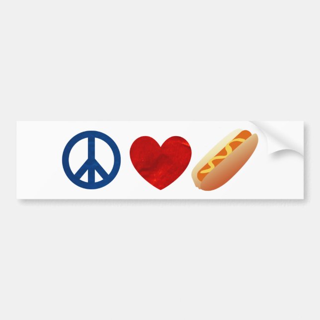 Peace Love Hotdog Bumper Sticker (Front)
